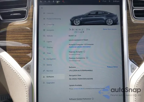 2015 Tesla Model S 70D/85D/P85D z USA, uszkodzony, nr VIN 5YJSA1H2XFFP78401